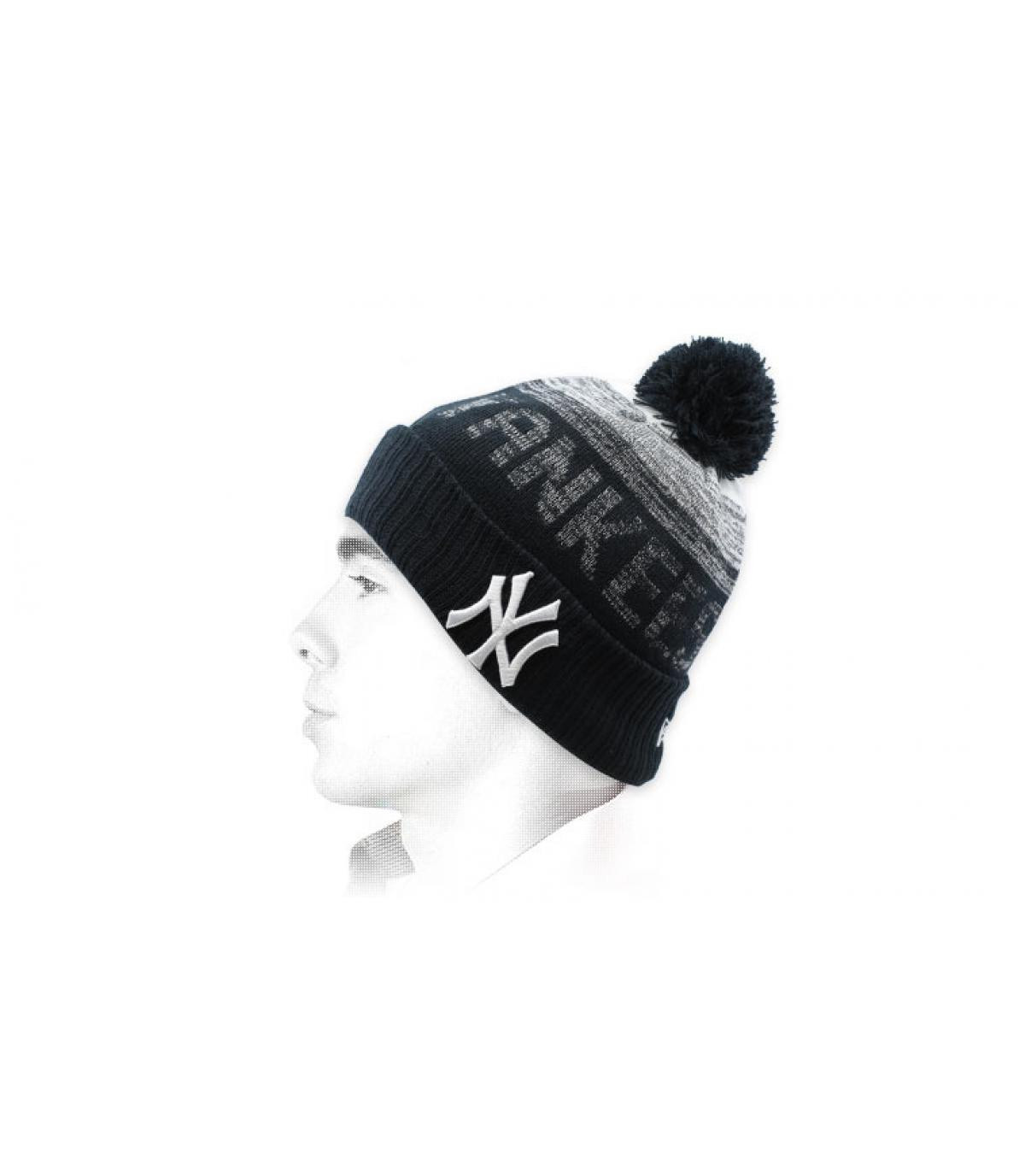 bonnet Yankees pompon noir Bonnet MLB Sport Knit NY